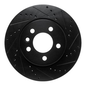 Volkswagen AMAROK Brake Rotor (1) - Front Right - R1 Concepts - Drilled & Slotted - Black - `10-`17